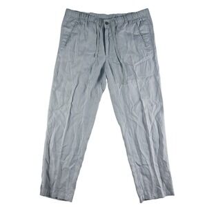 Tasso Elba Linen Pants Mens XL Light Grey Excellent Drawstring Casual Trousers